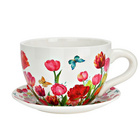 Pflanztasse Blumen Dekor aus Keramik 34 cm