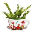 Pflanztasse Blumen Dekor aus Keramik 25 cm