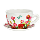 Pflanztasse Blumen Dekor aus Keramik 25 cm