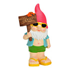 Gartenzwerg mit "Welcome"-Schild