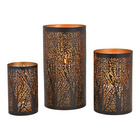 Windlichter "Baum" aus Metall Schwarz 3er-Set