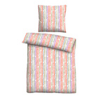 Castell Baumwoll Seersucker Bettwäsche Längsstreifen rot, 1x 155x220 cm + 1x 80x80 cm