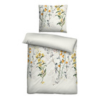 biberna Baumwoll-Satin Bettwäsche Blumen perlmutt, 1x 155x220 cm + 1x 80x80 cm