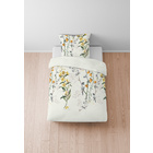 biberna Baumwoll-Satin Bettwäsche Blumen perlmutt, 1x 155x220 cm + 1x 80x80 cm