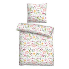 Castell Baumwoll Seersucker Bettwäsche Blüten weiß, 1x 155x220 cm + 1x 80x80 cm