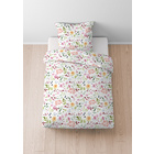 Castell Baumwoll Seersucker Bettwäsche Blüten weiß, 1x 155x220 cm + 1x 80x80 cm