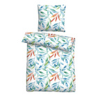 Castell Baumwoll Seersucker Bettwäsche Blätter bunt, 1x 155x200 cm + 1x 80x80 cm
