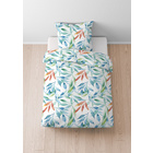 Castell Baumwoll Seersucker Bettwäsche Blätter bunt, 1x 155x200 cm + 1x 80x80 cm