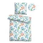 Castell Baumwoll Seersucker Bettwäsche Blätter bunt, 1x 155x200 cm + 1x 80x80 cm