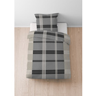 Castell Baumwoll Renforce Bettwäsche Karo-Streifen sturmgrau, 1x 155x220 cm + 1x 80x80 cm