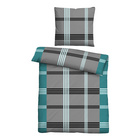 Castell Baumwoll Renforce Bettwäsche Karo-Streifen türkis, 1x 155x220 cm + 1x 80x80 cm