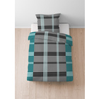 Castell Baumwoll Renforce Bettwäsche Karo-Streifen türkis, 1x 155x220 cm + 1x 80x80 cm