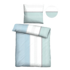 Castell Baumwoll Renforce Bettwäsche Striche ciel, 1x 135x200 cm + 1x 80x80 cm