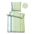 Castell Baumwoll Renforce Bettwäsche Längsmuster pistaziengrün, 1x 155x220 cm + 1x 80x80 cm