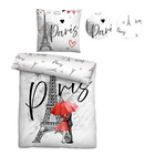 Castell Polycotton Renforce Bettwäsche Paris grau, 1x 135x200 cm + 1x 80x80 cm