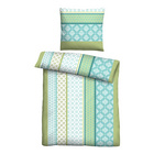 Castell Mikrofaser Seersucker Bettwäsche Längsmuster apfelgrün, 1x 155x220 cm + 1x 80x80 cm