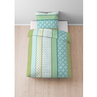 Castell Mikrofaser Seersucker Bettwäsche Längsmuster apfelgrün, 1x 155x220 cm + 1x 80x80 cm
