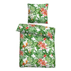 Castell Mikrofaser Seersucker Bettwäsche Dschungel hellgrün, 1x 155x220 cm + 1x 80x80 cm