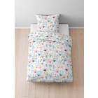 Castell Mikrofaser Seersucker Bettwäsche Blätter sturmgrau, 1x 135x200 cm + 1x 80x80 cm