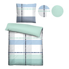 Castell Cooling Bettwäsche Karo eisblau, 1x 135x200 cm + 1x 80x80 cm