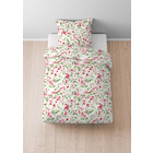 Castell Mikrofaser Bettwäsche Blümchen rubin, 1x 135x200 cm + 1x 80x80 cm