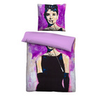 SID MAURER Mikrofaser Bettwäsche Audrey Hepburn viola, 1x 135x200 cm + 1x 80x80 cm