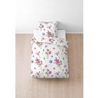 biberna Seersucker Bettwäsche Sommerblumen pink, 1x 155x200 cm + 1x 80x80 cm