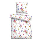 biberna Seersucker Bettwäsche Sommerblumen pink, 1x 135x200 cm + 1x 80x80 cm