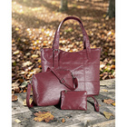 Taschenset Shopper, Umhängetasche, Clutch bordeaux