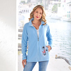 Fleece-Jacke mit Stickerei hellblau