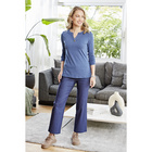 Shirt mit Tunika-Ausschnitt 2er-Set blau + taupe