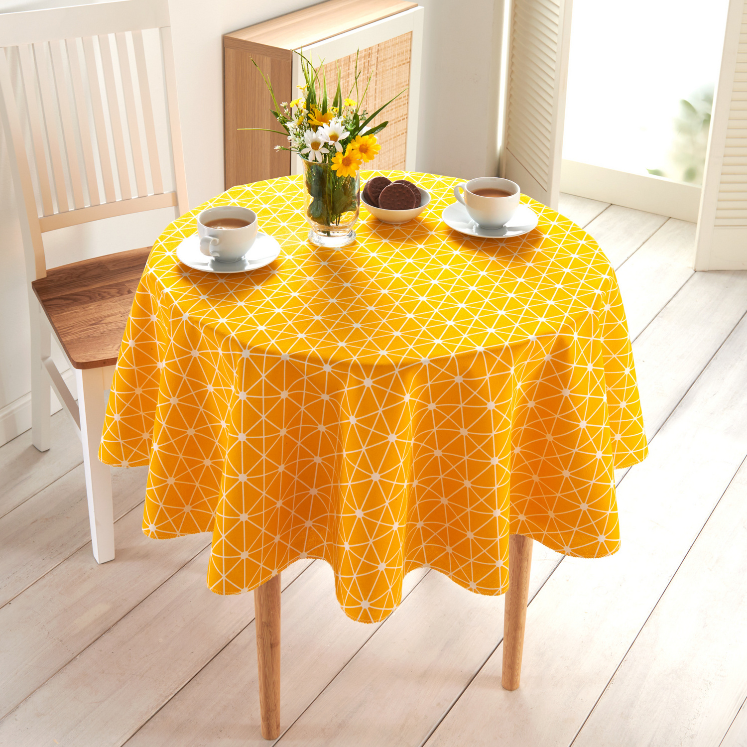 Tischdecke sonnengelb Ø140cm Eldo