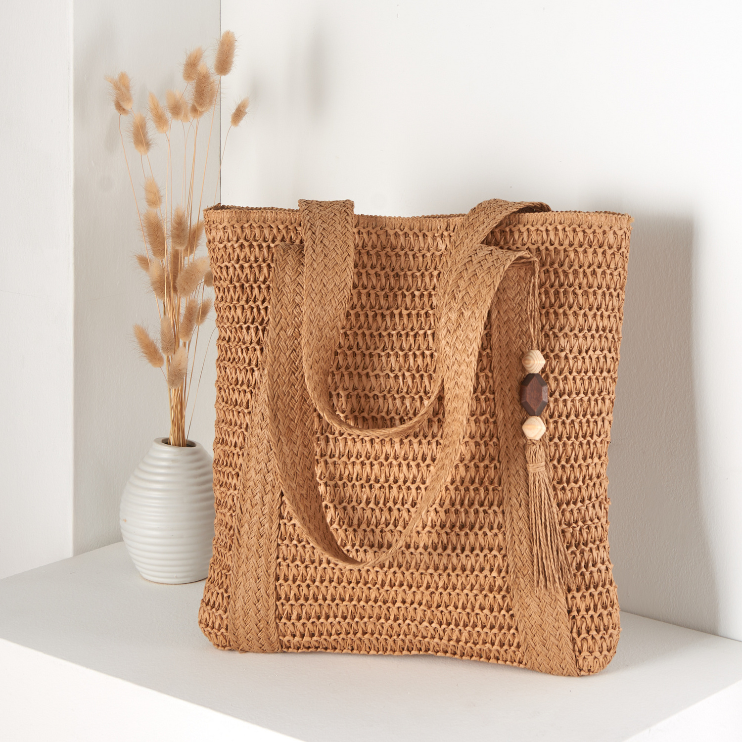 Shopper "Eleonore" in Strick-Optik karamell